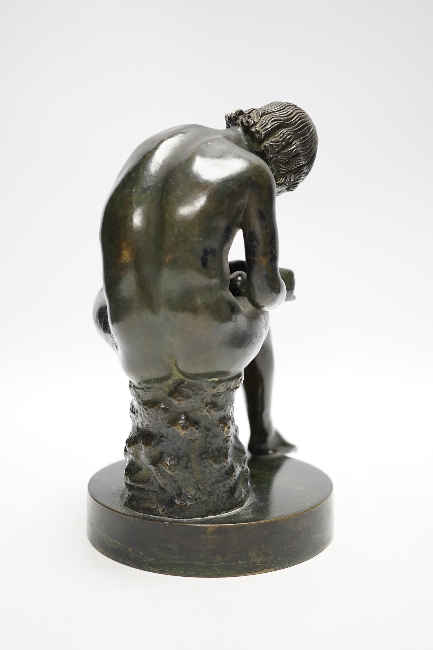 After the Antique, Bronze study of Boy with Thorn, 19cm high